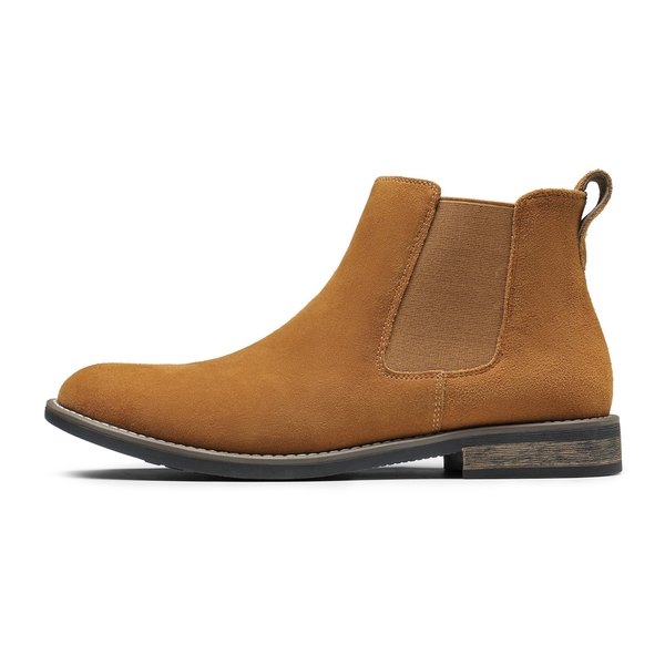 Men's Plain-Toe Suede Chelsea Boots - CAMEL - 2